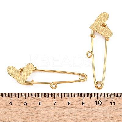 Crisscross Heart 304 Stainless Steel Safety Pins Brooch Findings SA-CBA098D-15E-G01-1