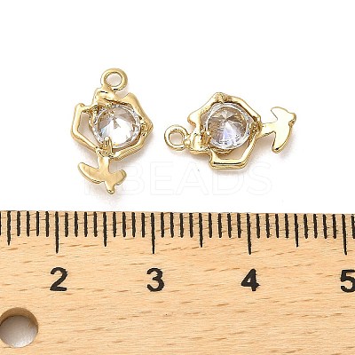 Brass Micro Pave Cubic Zirconia Pendants KK-K355-08G-1