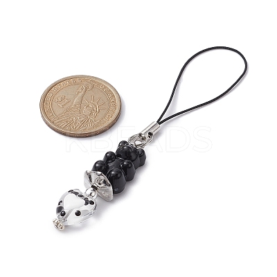 2Pcs 2 Colors Opaque Bear Acrylic Mobile Straps HJEW-JM01289-1