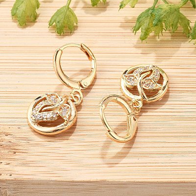 Brass Micro Pave Clear Cubic Zirconia Hoop Earrings for Women EJEW-G428-24G-03-1