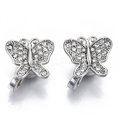 Brass Micro Pave Clear Cubic Zirconia Magnetic Clasps KK-N232-141P-NF-1