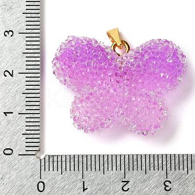 Transparent Resin Dotted Rhinetone Pendants RESI-N040-02G-05-RS-1