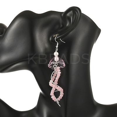 Dyed Natural Malaysia Jade Jellyfish Dangle Earrings for Women EJEW-JE07484-01-1