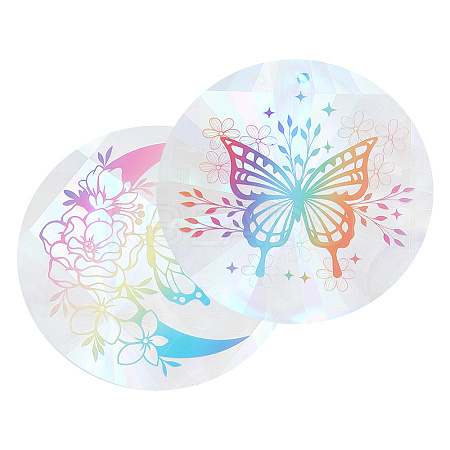 2Pcs 2 Styles PET Rainbow Window Clings Stickers DIY-GF0007-66-1