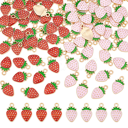 80Pcs 2 Colors Light Gold Plated Alloy Enamel Pendants ENAM-UN0001-14-1