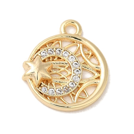 Brass Micro Pave Cubic Zirconia Charms KK-D071-02G-1