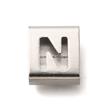 Letter Style 304 Stainless Steel Square Slide Charms STAS-L132-19N-1