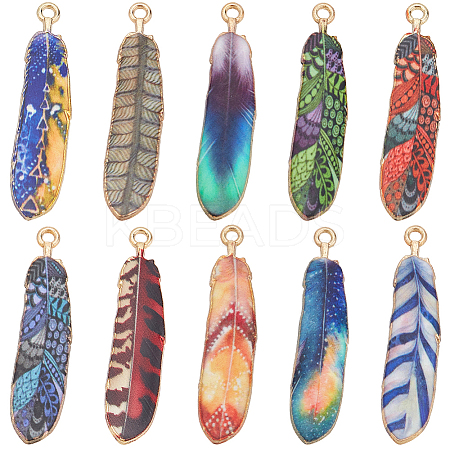 40Pcs 10 Colors Rack Plating Alloy Pendants FIND-SC0009-91-1