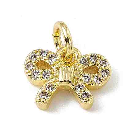 Brass Micro Pave Clear Cubic Zirconia Butterfly Charms ZIRC-F132-86G-1