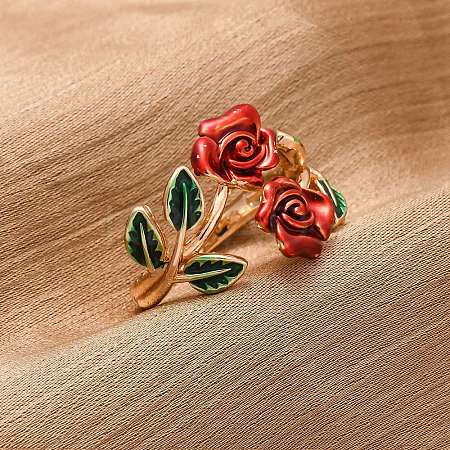 Zinc Alloy Enamel Open Cuff Rings for Women RJEW-U058-01G-1