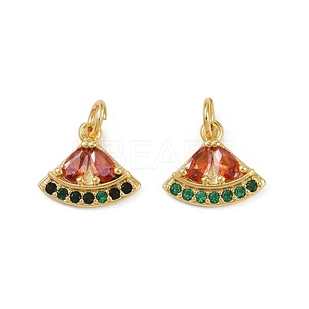 Brass Micro Pave Cubic Zirconia Charms KK-C093-29A-G-1