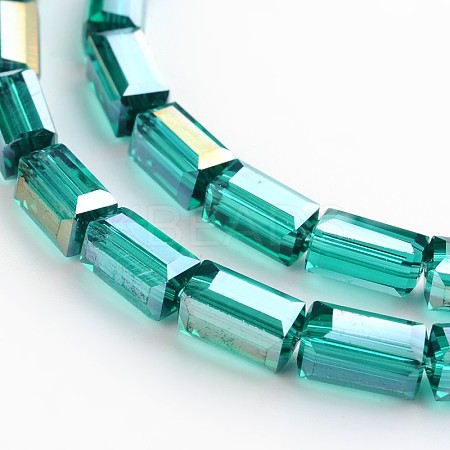 AB Color Plated Faceted Cuboid Electroplate Glass Beads Strands EGLA-F109-A06-A-1