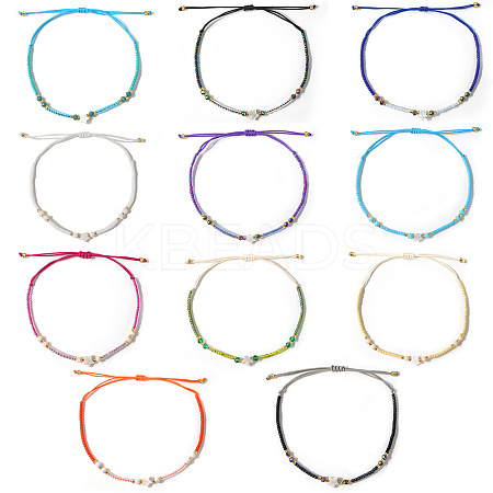 11Pcs 11 Colors Adjustable Glass Seed Beads Braided Bead Bracelets IF7120-13-1