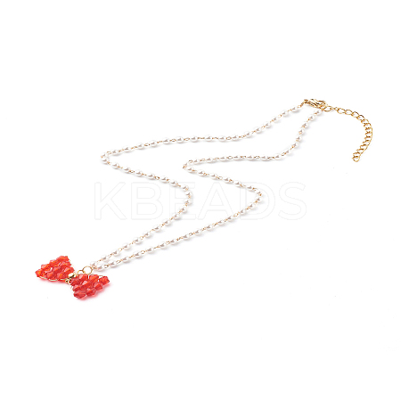 Bowknot Transparent Acrylic Pendant Necklaces X1-NJEW-TA00002-1