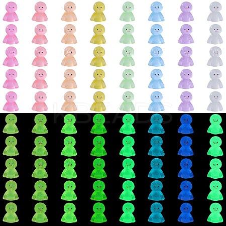 80Pcs 8 Colors Luminous Resin Doll Ornaments RESI-SZ0003-49-1