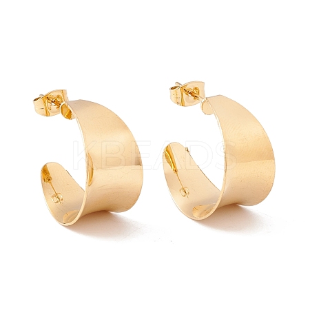 Ion Plating(IP) 304 Stainless Steel Chunky C-shape Stud Earrings EJEW-P198-09G-1
