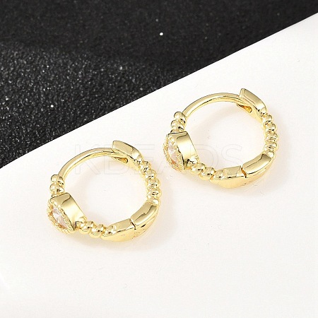 Heart Brass Micro Pave Clear Cubic Zirconia Hoop Earrings EJEW-D348-26G-1