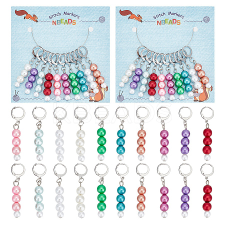 ABS Plastic Imitation Pearl Bead Stitch Markers HJEW-AB00188-1