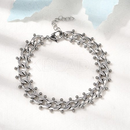 Punk Style 304 Stainless Steel Curn Chain Bracelets for Women BJEW-A044-01P-1