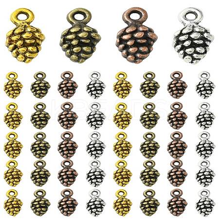 48Pcs 4 Colors Tibetan Style Alloy Pendants TIBEP-YW0001-80-1