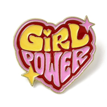 Word Girl Power Alloy Enamel Pins for Clothes for Women JEWB-F043-01C-1
