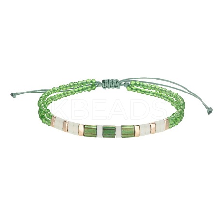 Bohemian Style Glass Seed Bead & Plastic Braided Bead Bracelets QF8968-9-1