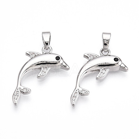 Brass Micro Pave Cubic Zirconia Pendants KK-N257-10P-1