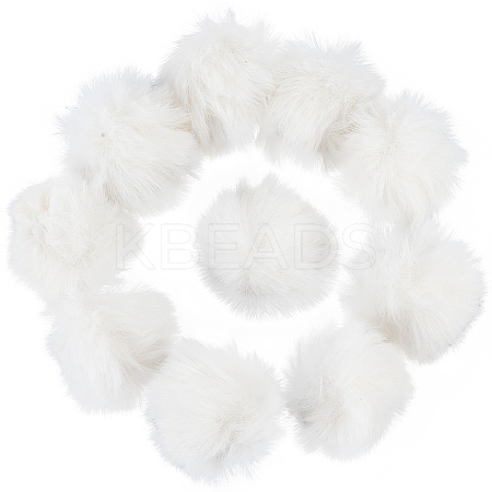 12Pcs Handmade Faux Rabbit Fur Pom Pom Ball Covered Pendants WOVE-GF0001-02A-1
