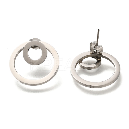 304 Stainless Steel Stud Ring Stud Earrings EJEW-C118-02C-1