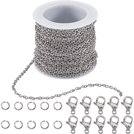 304 Stainless Steel Cable Chains Necklace Making Kits FIND-SC0012-52P-1