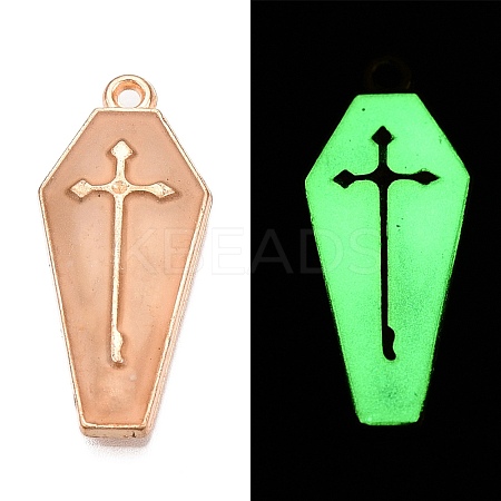 Halloween Theme Rack Plating Luminous Alloy Enamel Pendants ENAM-N056-340G-1