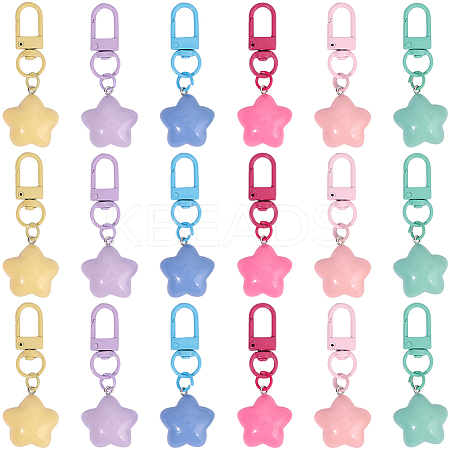 18Pcs 6 Colors Resin Star Pendant Decoraitons FIND-BBC0004-92-1