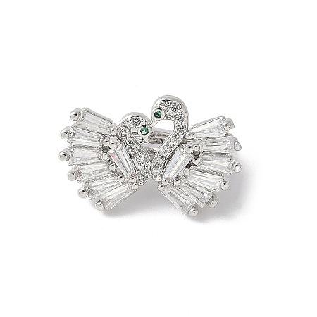 Swan Brass Micro Pave Cubic Zirconia Fold Over Clasps KK-D324-30P-1