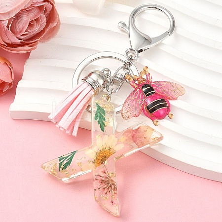 Resin & Acrylic & Faux Suede Tassel Keychain KEYC-YW00125-24-1