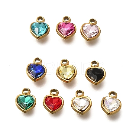 304 Stainless Steel with Rhinestone Pendants STAS-Q346-01G-1
