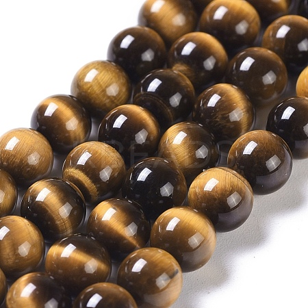 Natural Tiger Eye Round Bead Strands G-L411-07-6mm-1