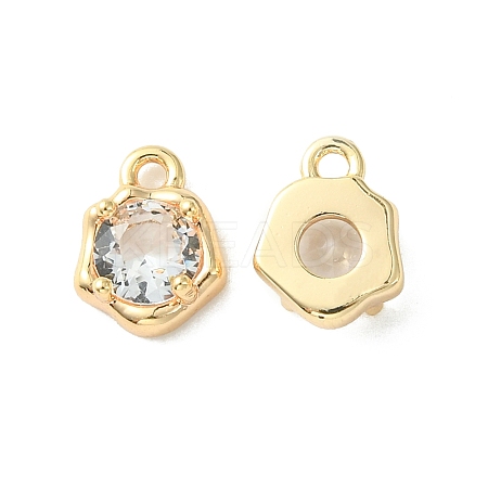 Brass Micro Pave Cubic Zirconia Charms KK-L208-10G-07-1