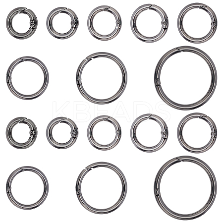   16Pcs 8 Styles Alloy Spring Gate Rings FIND-PH0007-80B-1