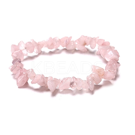 Natural Rose Quartz Chips Beaded Stretch Bracelet for Women LS-PW-WG72437-04-1