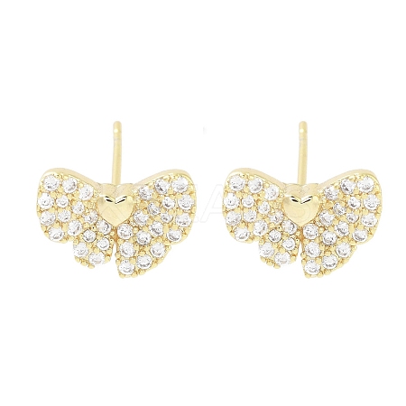 Brass Cubic Zirconia Stud Earrings for Women EJEW-S217-B06-1