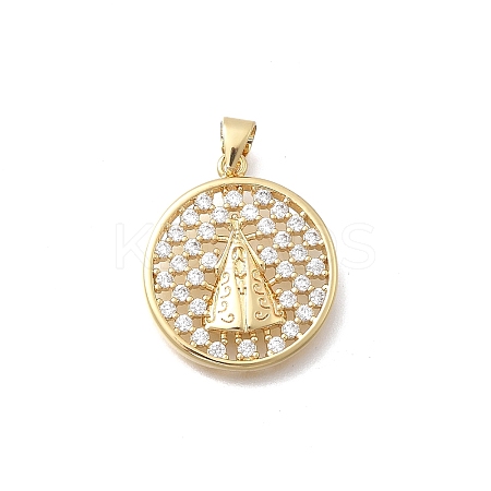 Brass Micro Pave Clear Cubic Zirconia Pendants KK-D431-085B-G-1