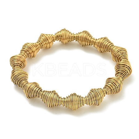 Ion Plating(IP) Adjustable 304 Stainless Steel Bicone Spring Wire Bracelets BJEW-H617-09G-1
