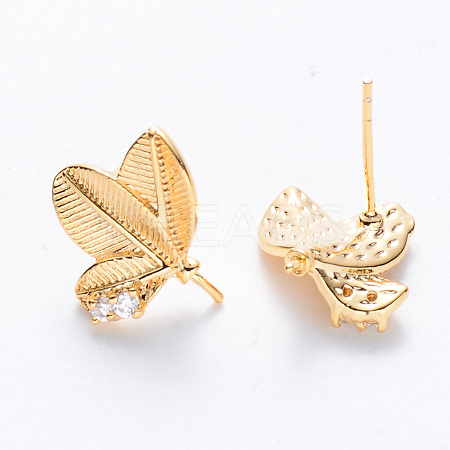 Brass Cubic Zirconia Stud Earring Findings KK-T049-11G-NF-1
