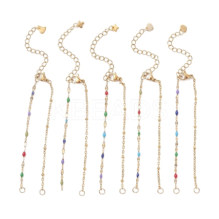 304 Stainless Steel Enamel Dapped Chain and Satellite Chain Bracelet Making AJEW-JB01562-1