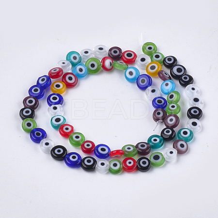 Handmade Evil Eye Lampwork Beads Strands X-LAMP-S191-02A-13-1