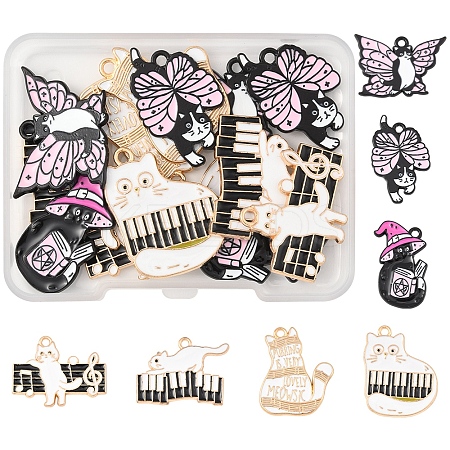 14Pcs 7 Styles Spray Painted Alloy Enamel Pendants ENAM-FS0002-63-1
