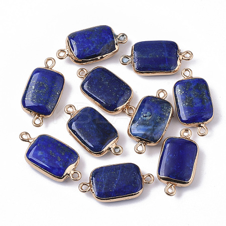Edge Golden Plated Natural Lapis Lazuli Links connectors G-S359-034A-1