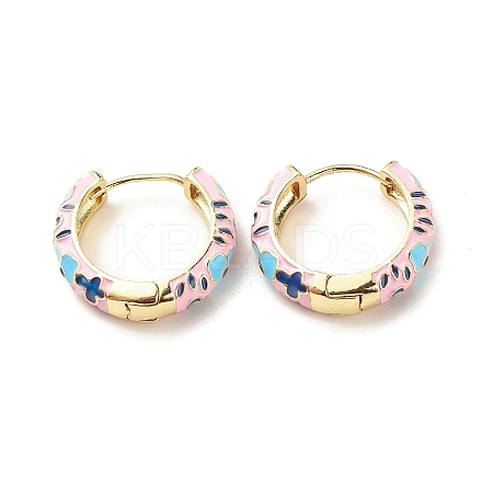 Flower Enamel Hoop Earrings LS-EJEW-G290-02G-B-1