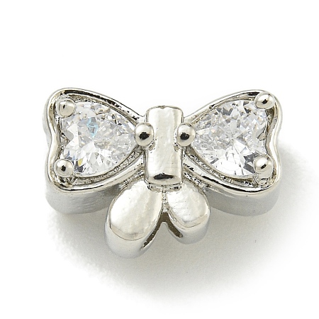 Rack Plating Brass Micro Pave Cubic Zirconia Bead KK-K386-19P-1