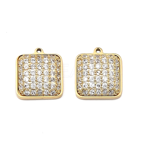 304 Stainless Steel Micro Pave Cubic Zirconia Charms STAS-I356-04G-04-1